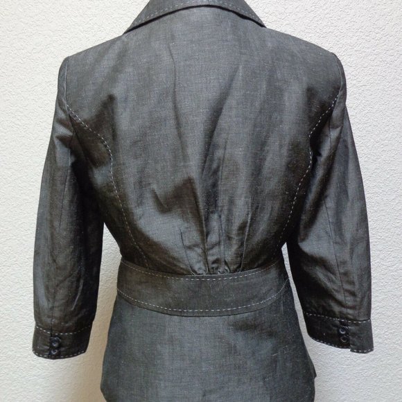 GRAY LINEN BLEND BLAZER SZ 4 - Picture 5 of 6